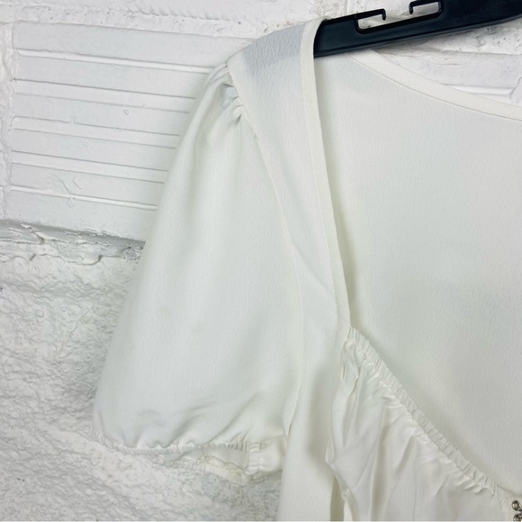NWOT RUE 21 white corset front puff sleeve cropped shirt size large - Picture 7 of 14